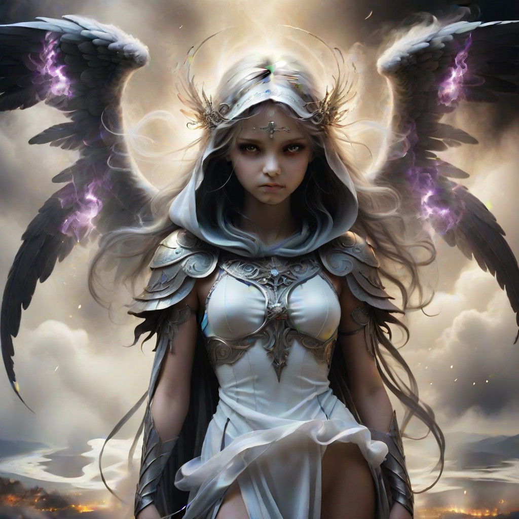 Angel Shrouded in Intense Red Glow