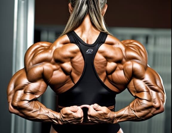 Muscular Female Bodybuilder Flexing Ripped Physique