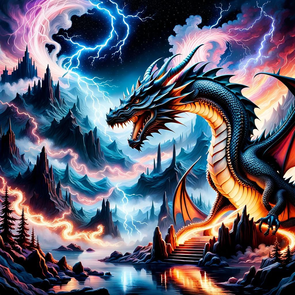 Dragon Carved with Miniature Fantasy World