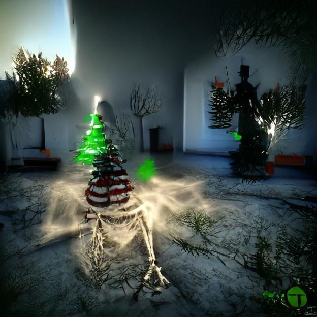 Spooky Halloween Christmas Tree with Skeletons