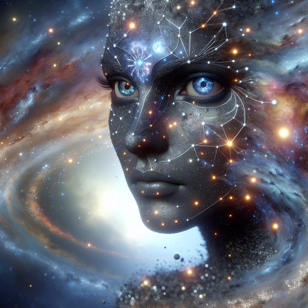 Celestial Woman Crafted from Constellations as Digital Art