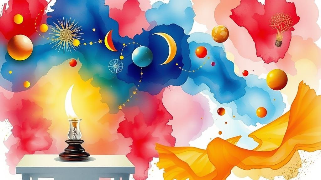 Vibrant Cosmos of Watercolor Enlightenment