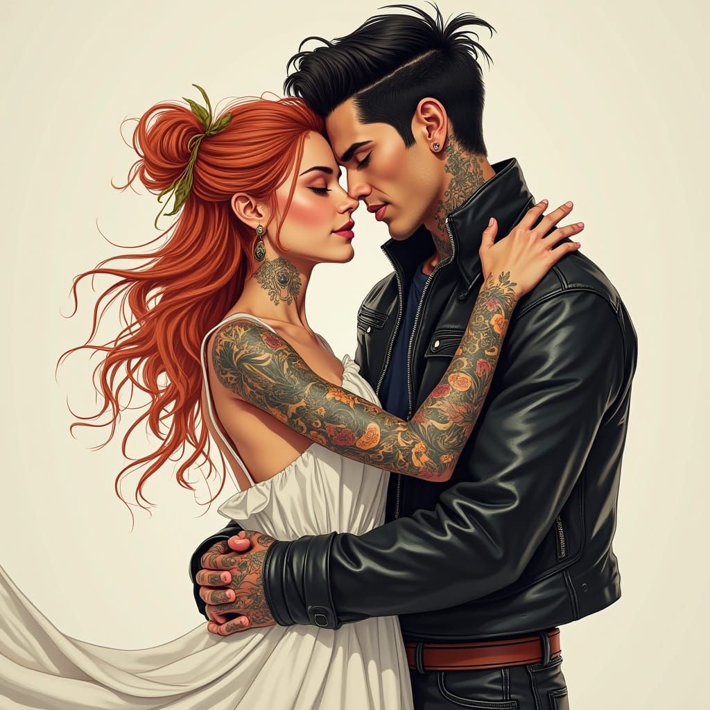 Couple Embracing in a Vibrant Hug