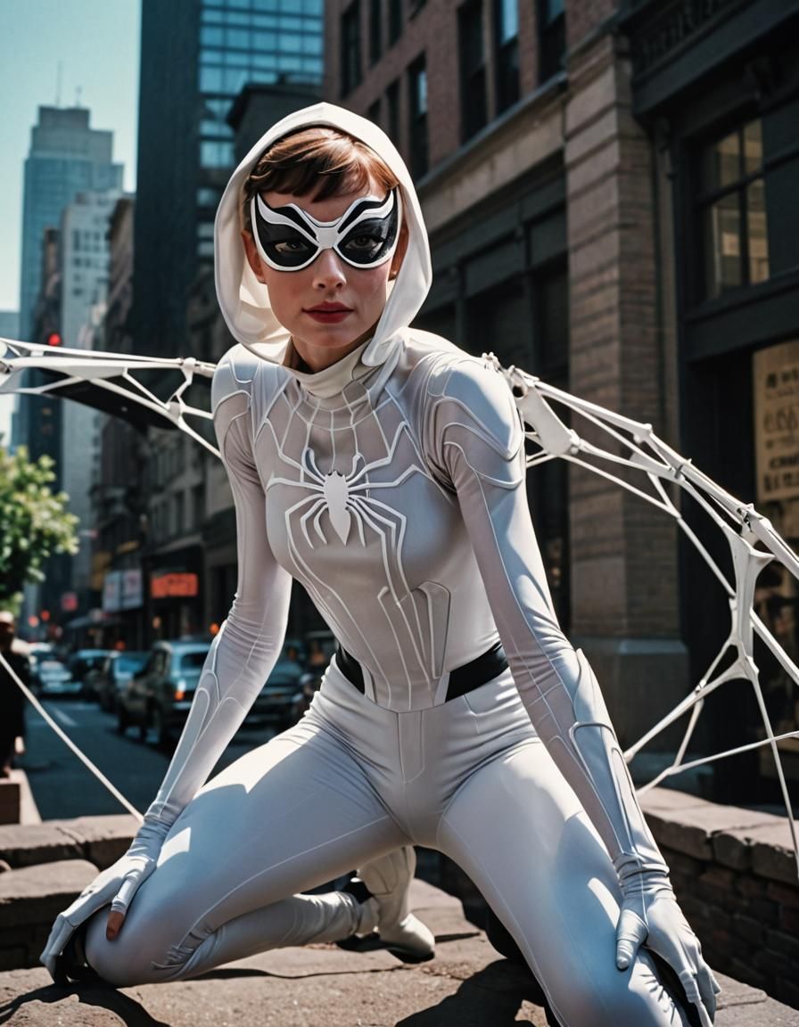 Audrey Hepburn as Spider-Gwen in 1950s Film Still