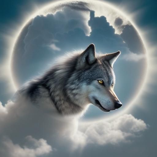 Wolf Howling at Moon in Divine Light