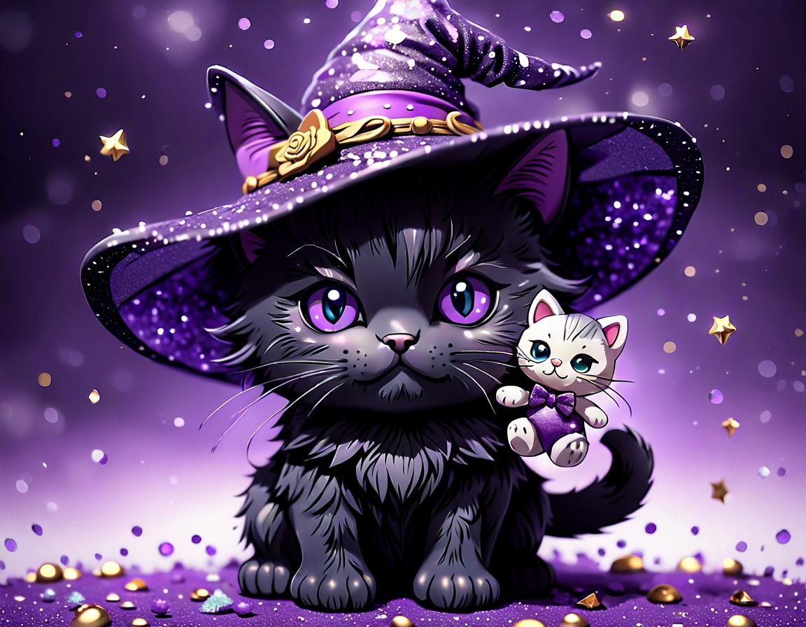 Cat holding tiny teddy bear