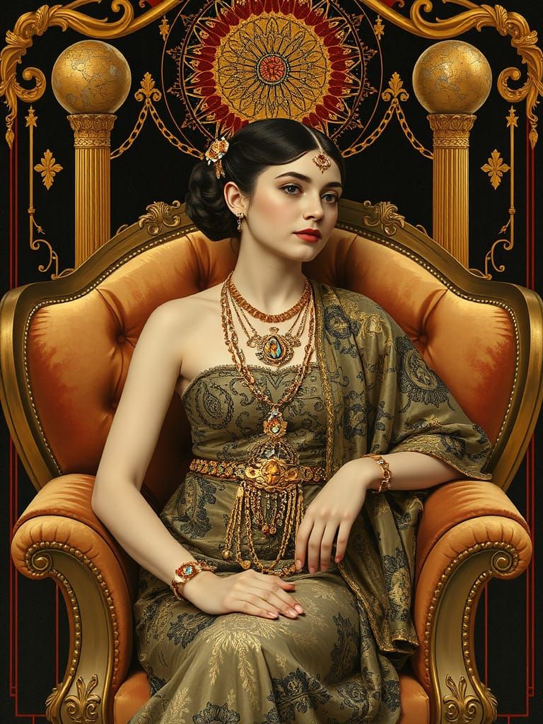 Ornate Golden Portrait in Klimt Style