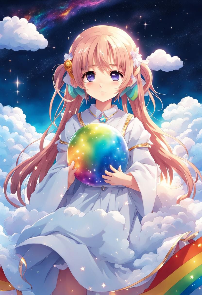 Rainbow Stars and Clouds in Anime Style