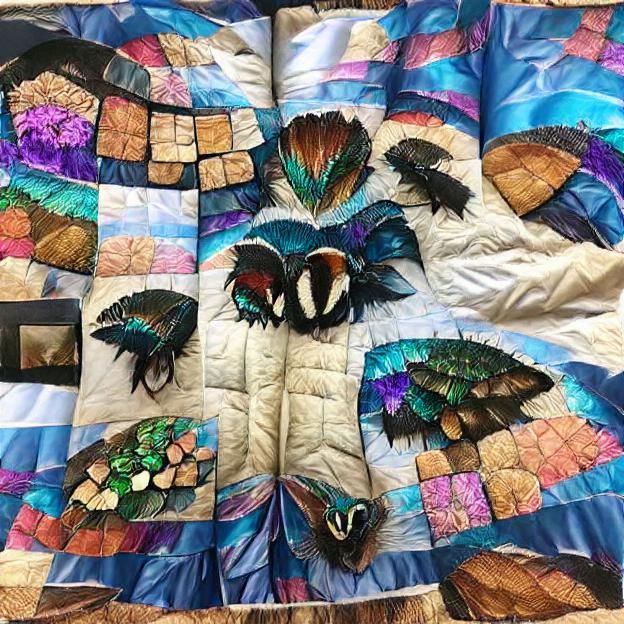 Iridescent Butterfly Wing Quilt: Textile Art