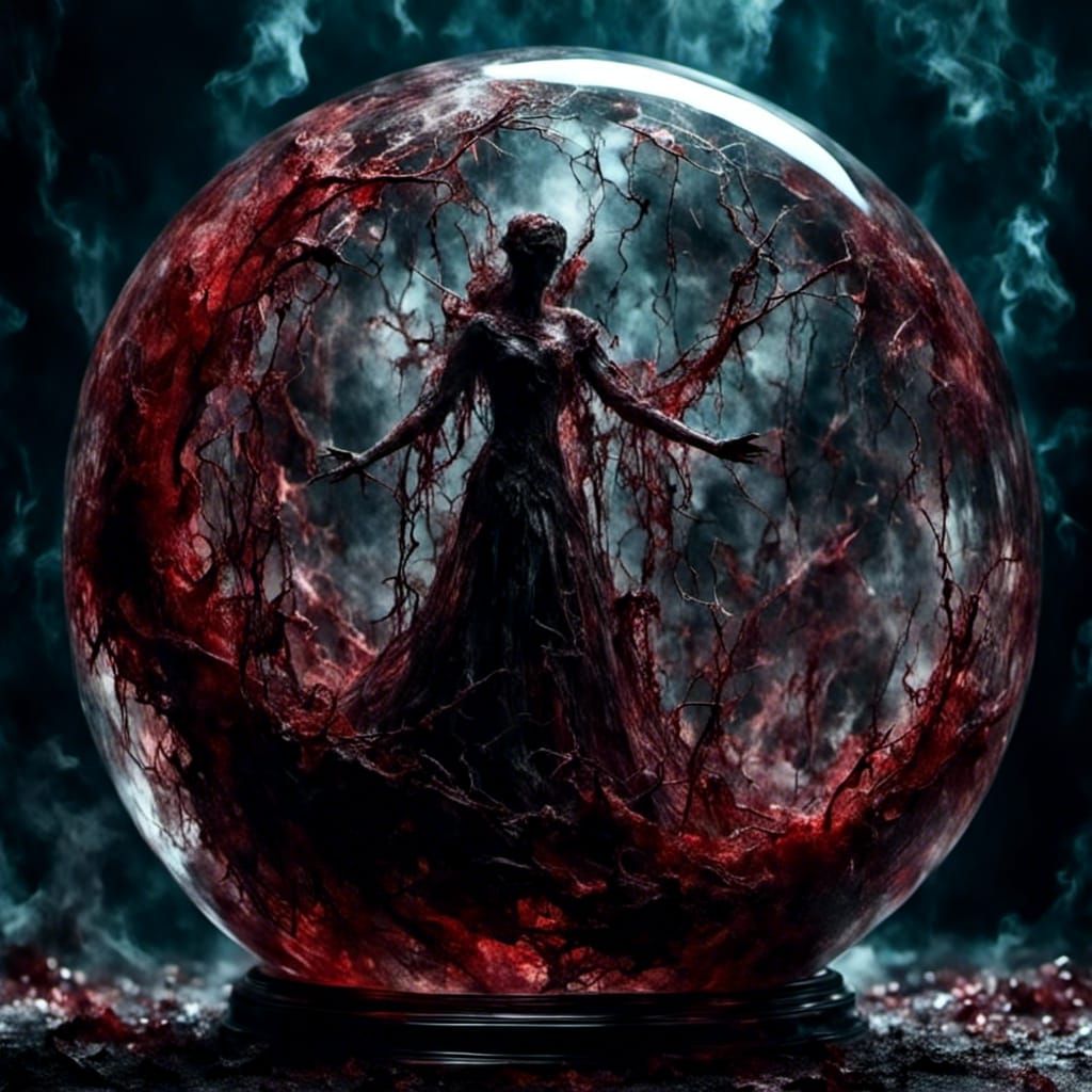 Bleeding Angel Trapped in Glass Sphere