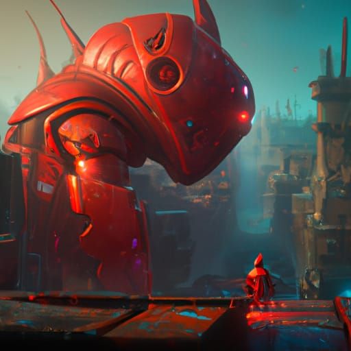 Detailed Among Us Red Imposter Digital Art