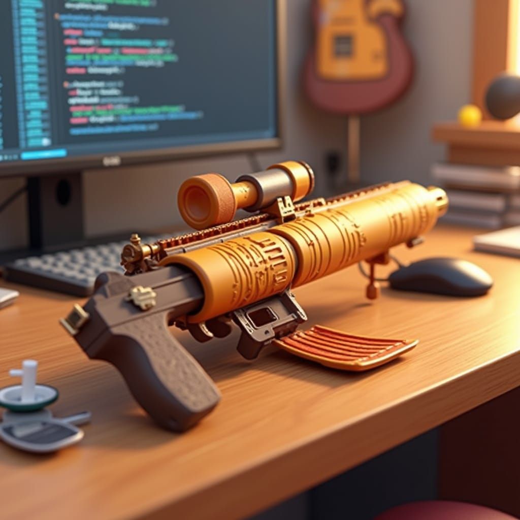 Roblox Pancake Gun Thumbnail in 3D Render Style