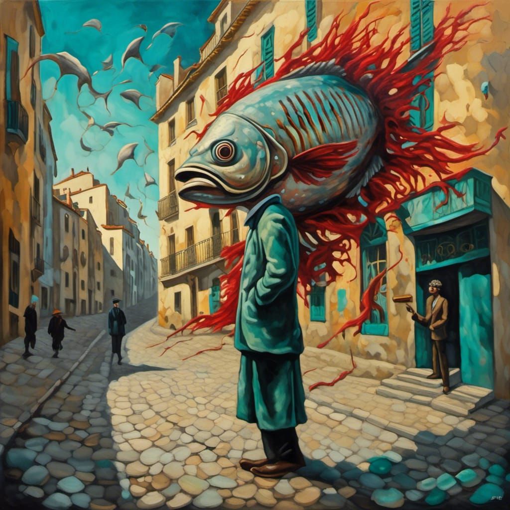 fisheye lens, beggar holding a fish bone...!