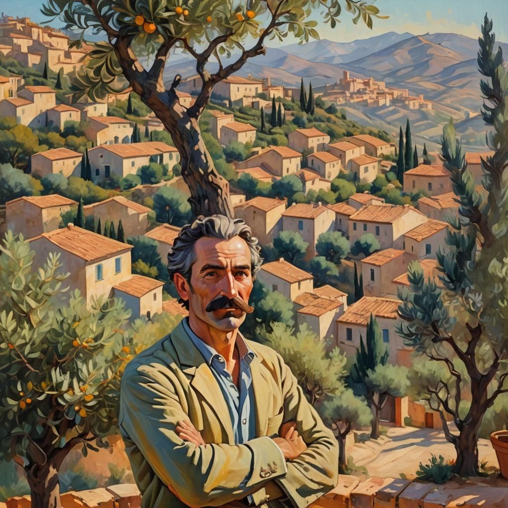 Proud Man in Provence: A Classic Oil Painting