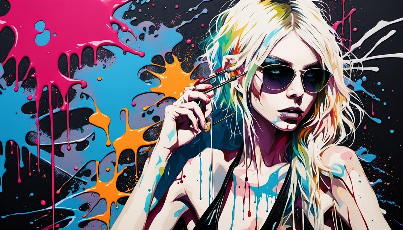 Taylor Momsen String Bikini in Graffiti Art Style