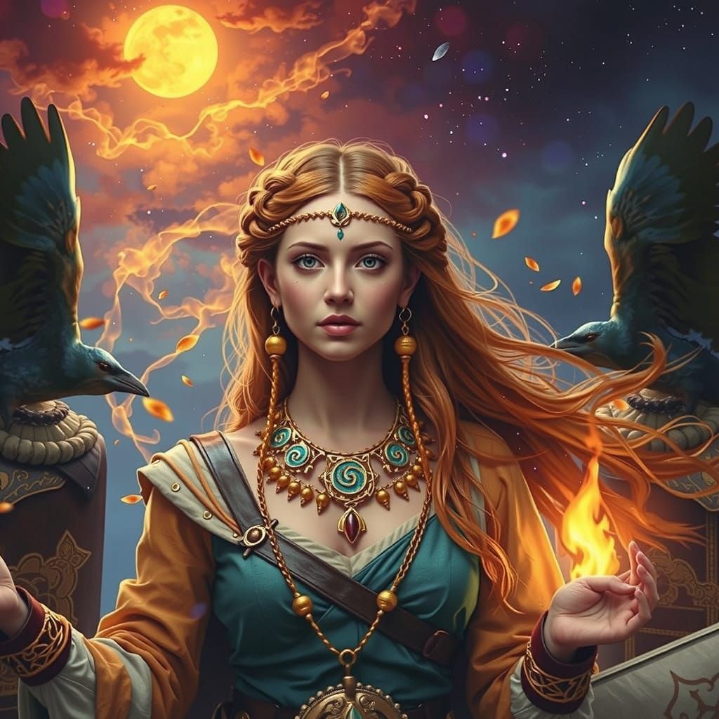 Celtic Warrior Woman Invokes Twilight Deities