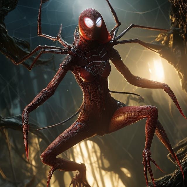 Epic Spider Woman Transformation: Arachne Detailed Portrait