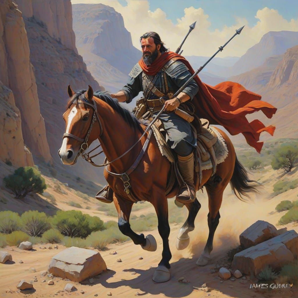 Dramatic Medieval Knight in Oil Painting