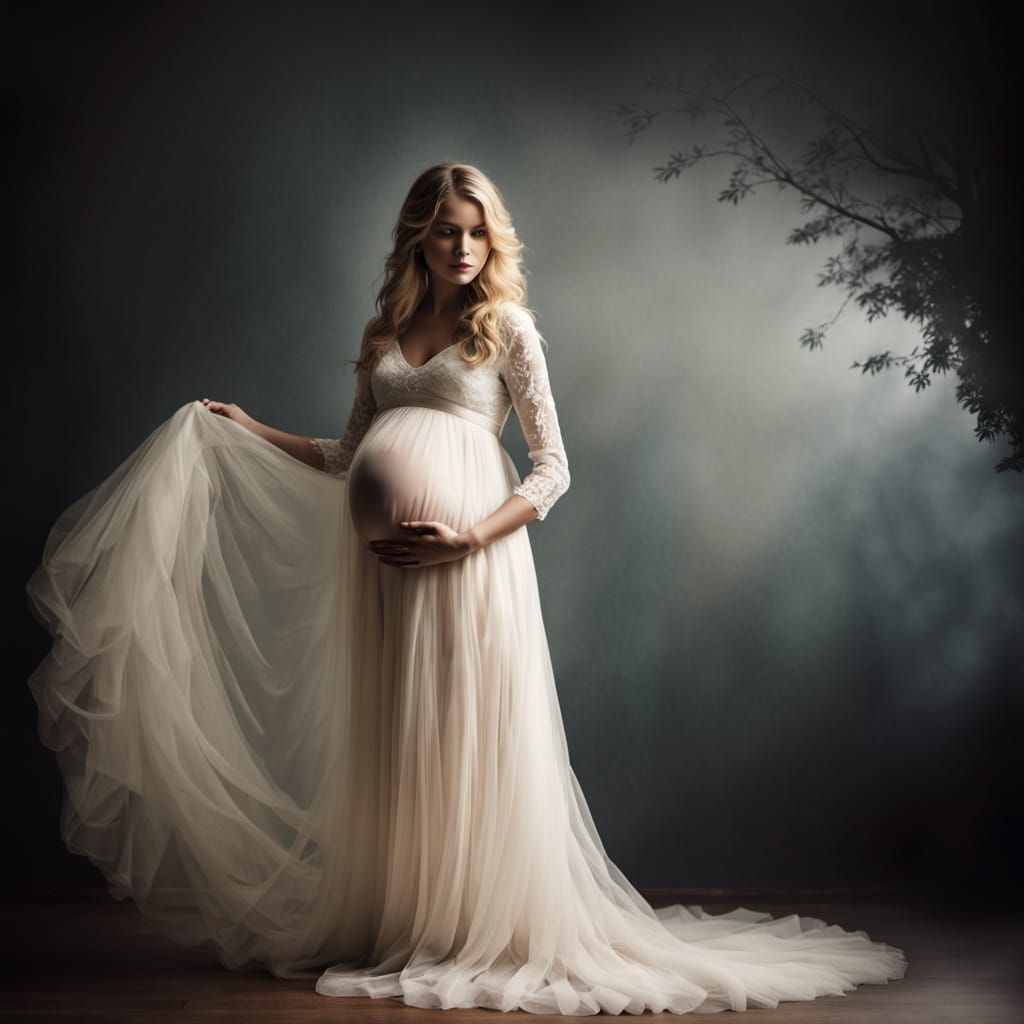 Ethereal Maternity Portrait in Golden Hour Light