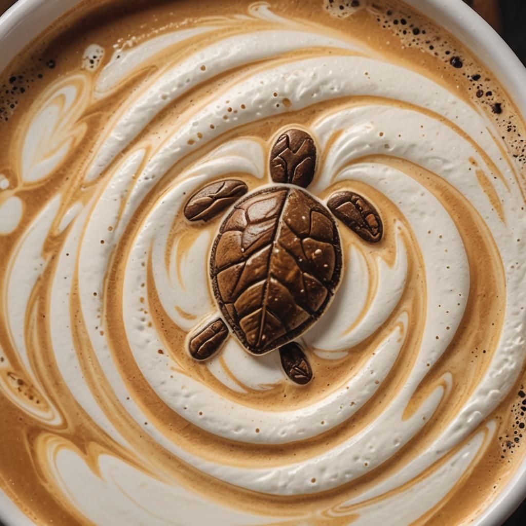 Artisanal Latte Foam Art in Macro Photography