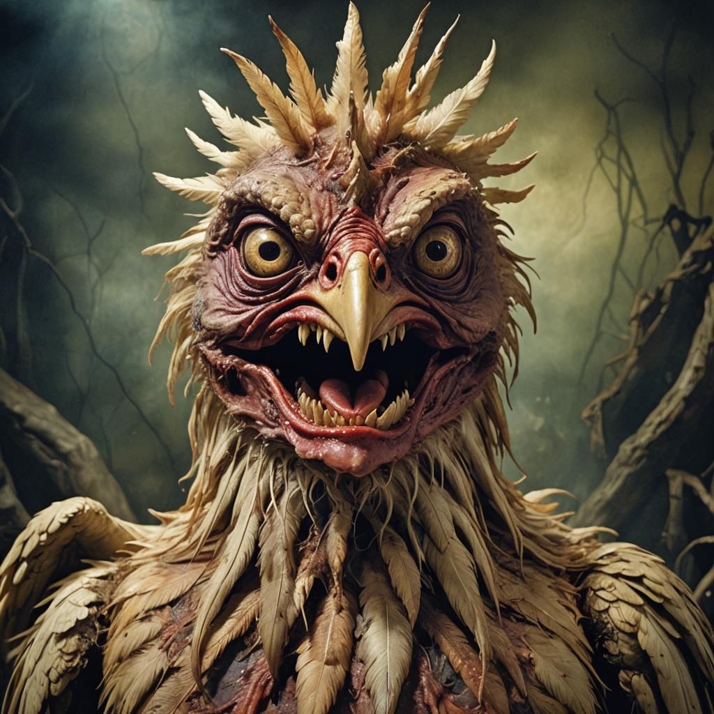 Evil Chicken Monster Conquers Demons, Distorted Taxidermy Ar...