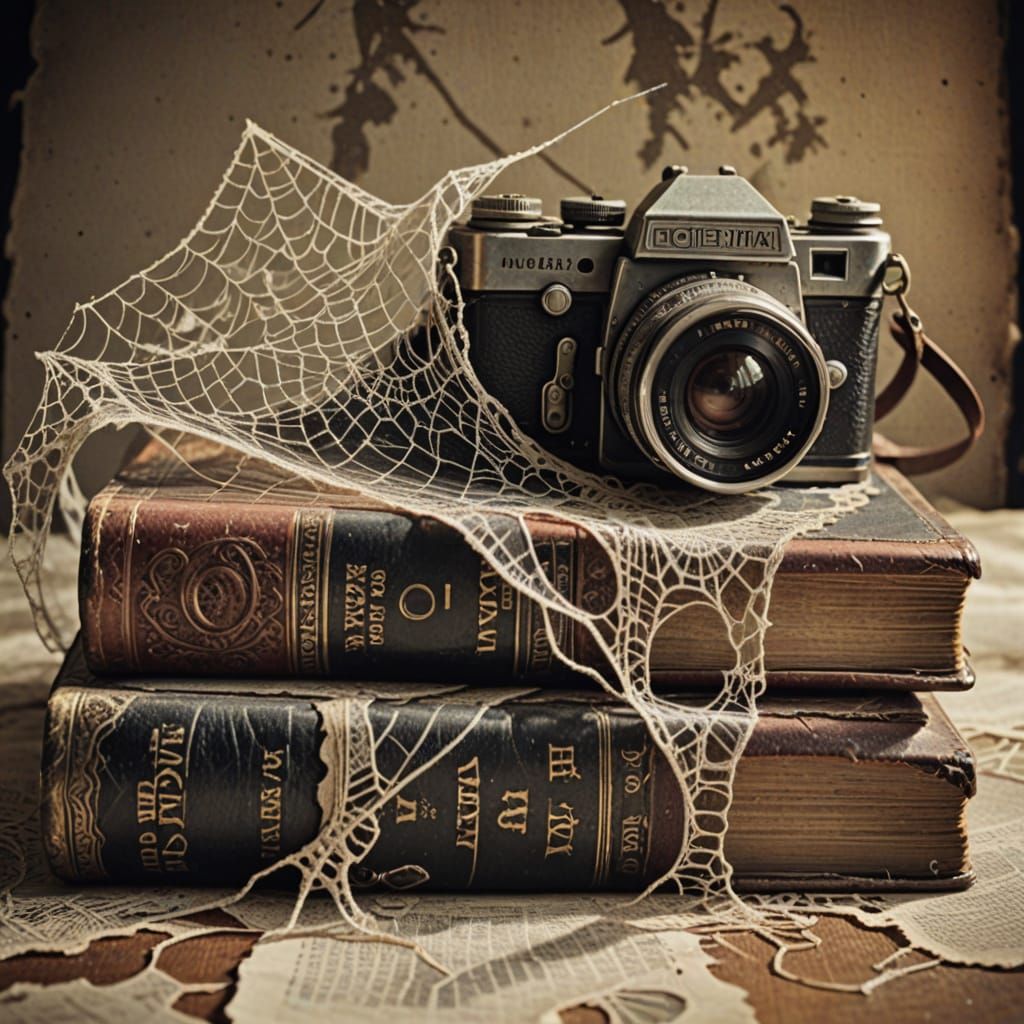 Ethereal Dark Academia Scene with Vintage Details