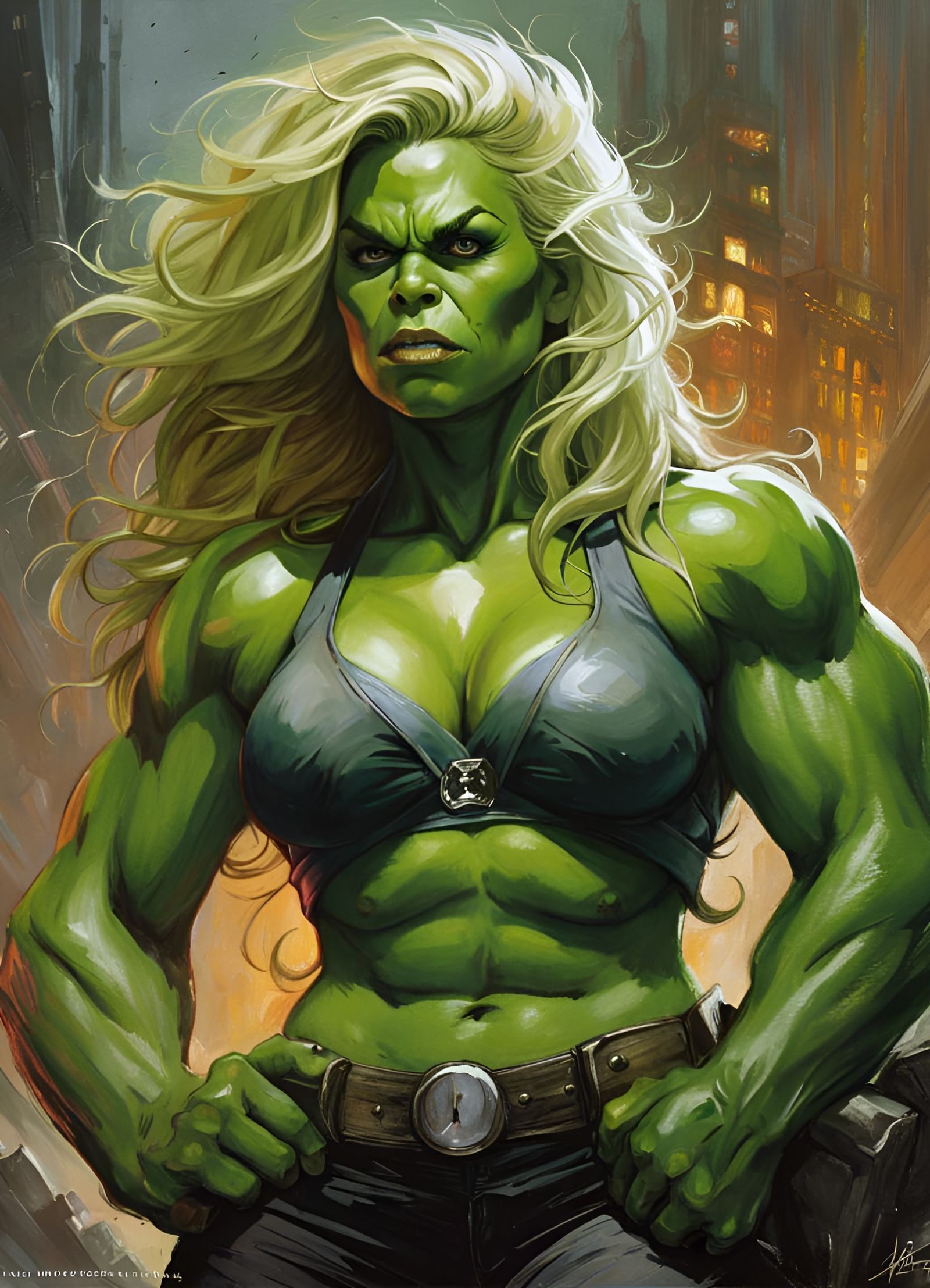 Muscular She Hulk Crayon Caricature