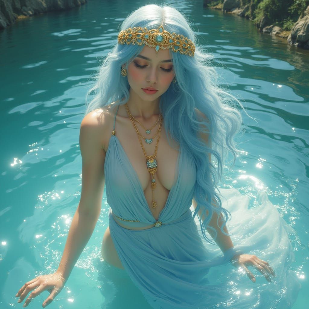 Aquarius Woman Rising: An Art Nouveau Vision