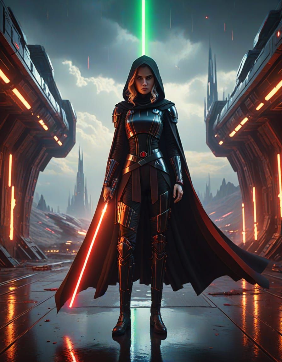 Epic Sith Lady Rapunzel Unleashes Power in Futuristic Star W...