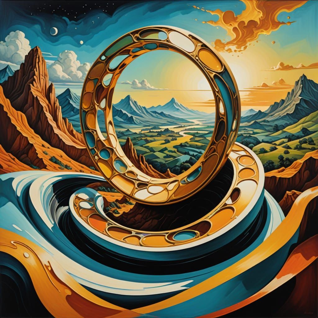 Surreal Mobius Strip Sculpture in Dreamlike State