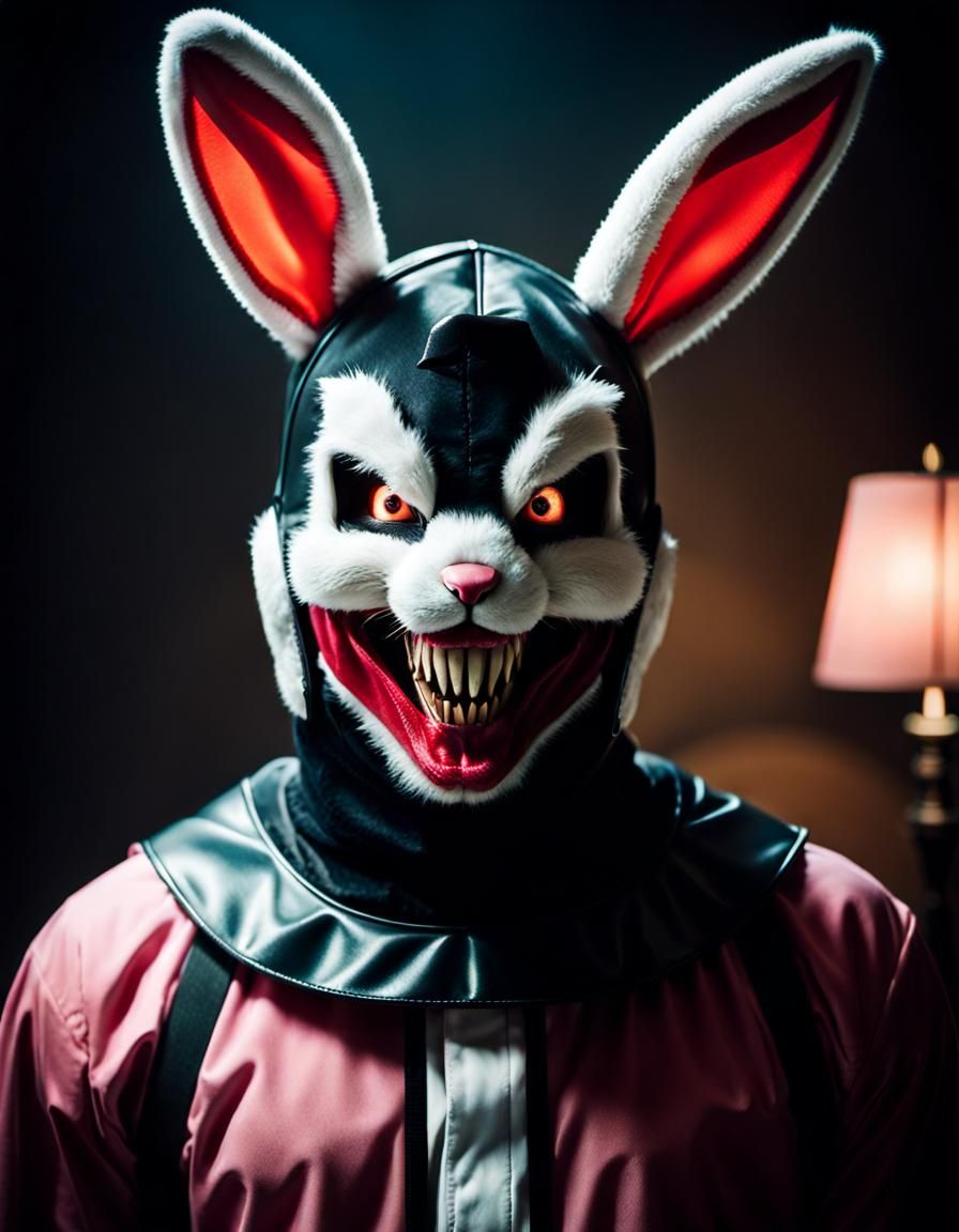 Horror Film Still: Man in Bunny Costume