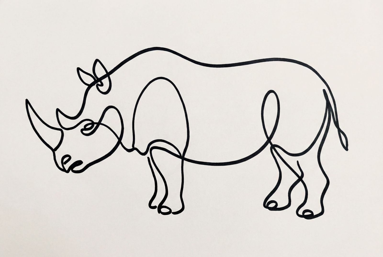 Minimalist Rhino Single Line Art in Picasso Style