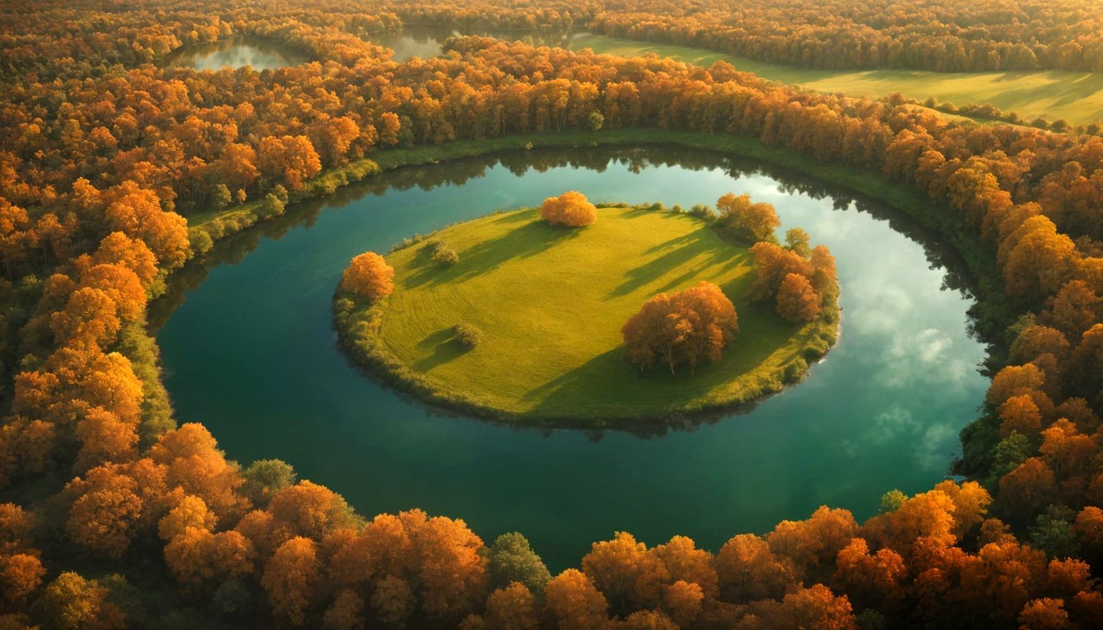 Aerial View of Mosaic Fields in Golden Light