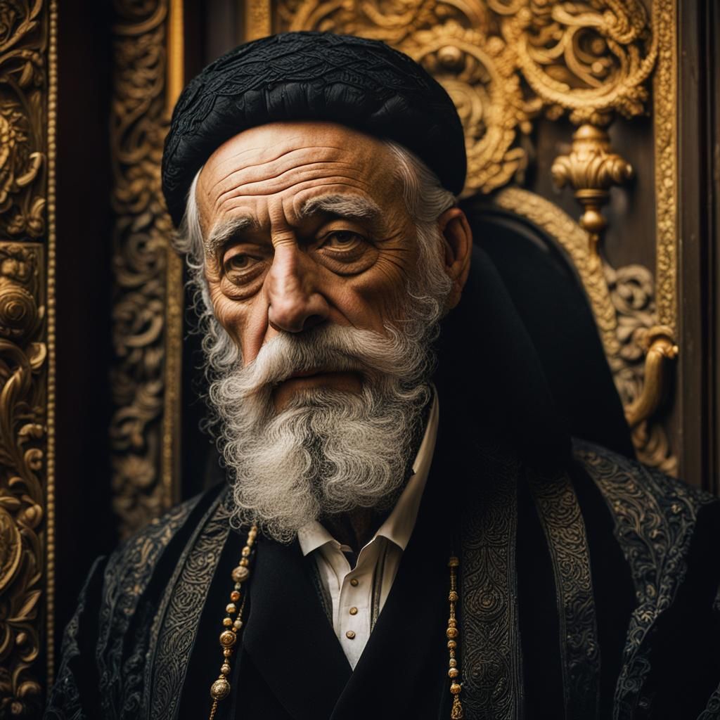 Hassidic Man in Baroque Portrait with Golden Lighting
