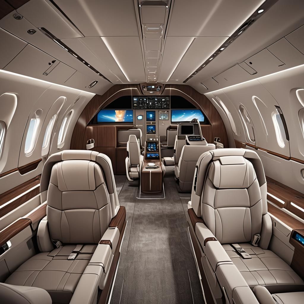Luxury Airplane Interior in Neofuturist Concept Art