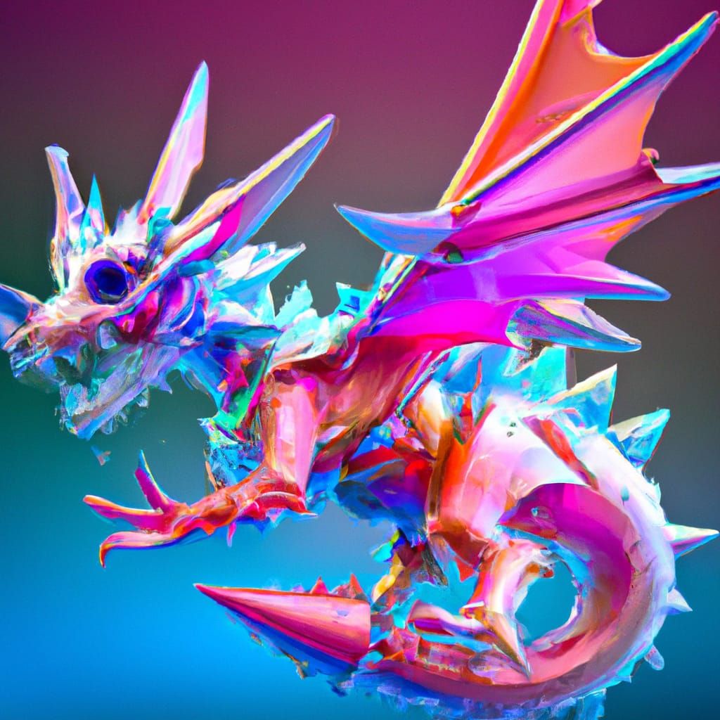Holographic Crystal Dragon in 3D Digital Art