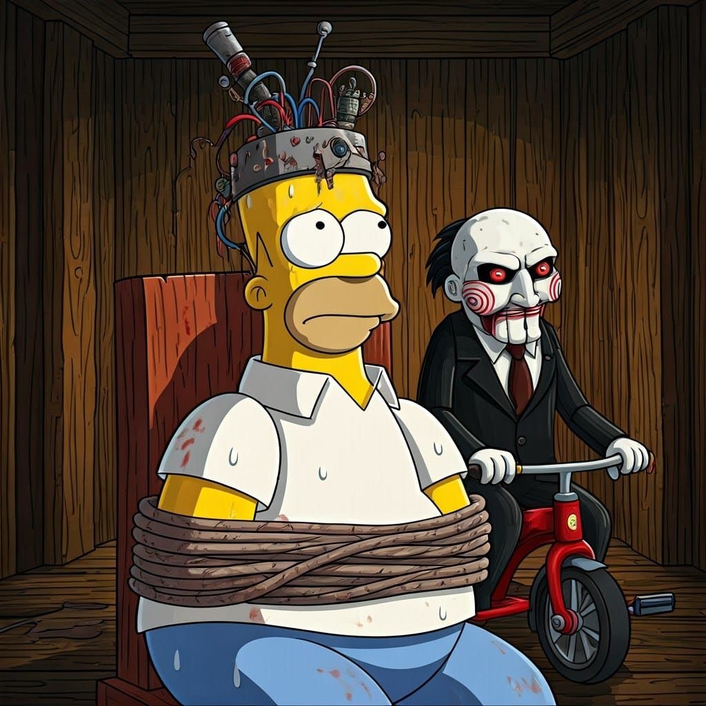 Homer Simpson in Saw Trap: Treehouse of Horror