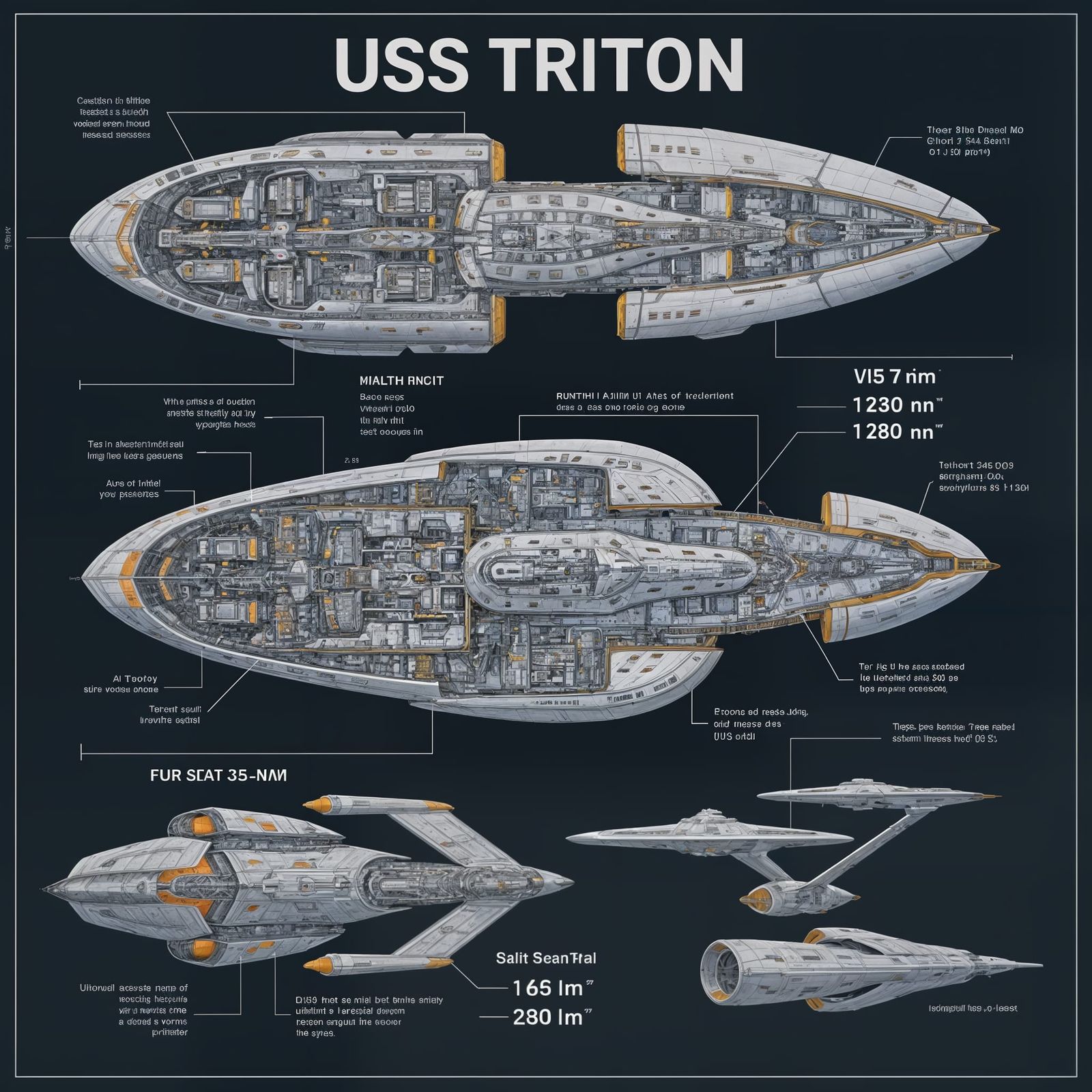 Starship Technical Schematic with Size Comparison