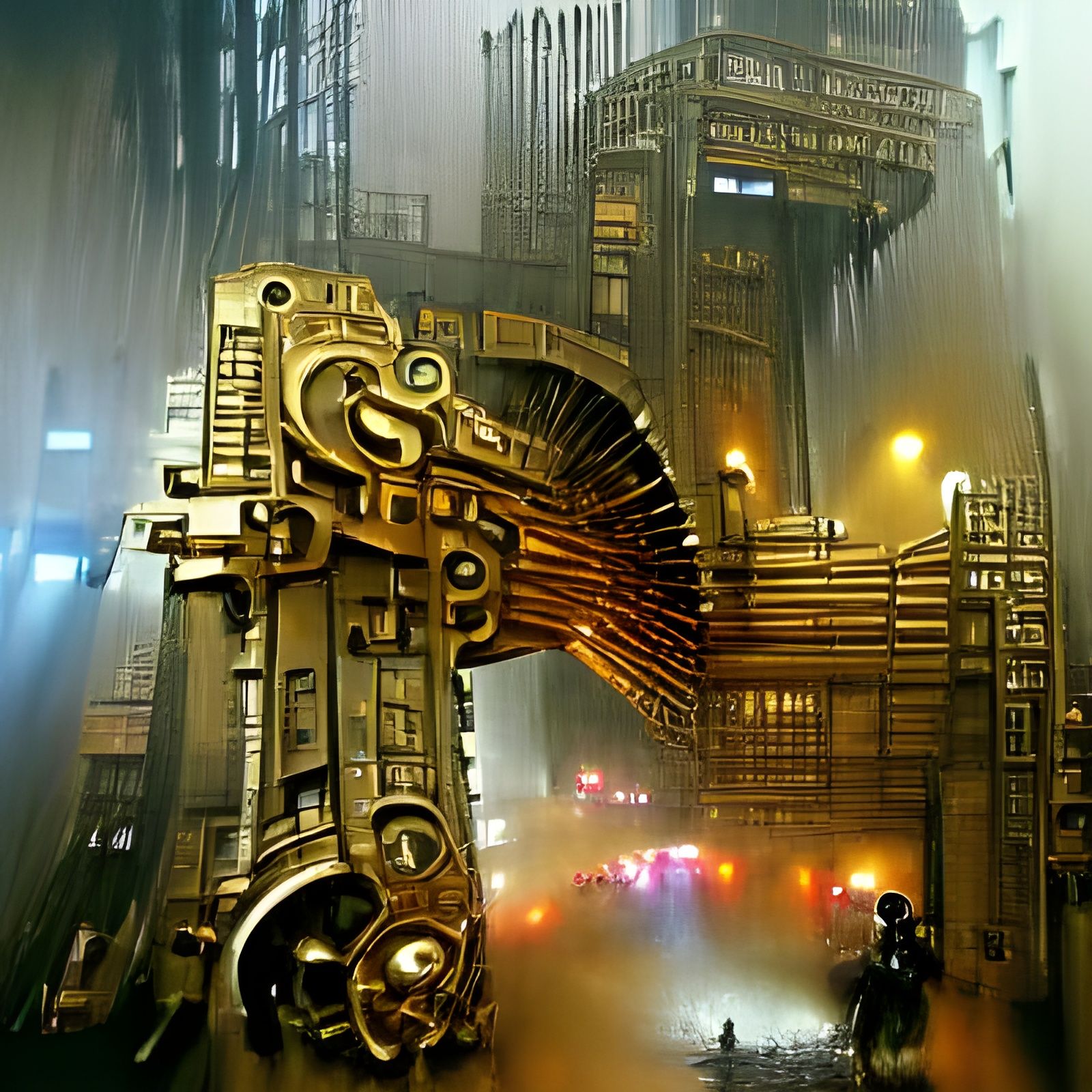 Steampunk Heaven Gates in Blade Runner Style