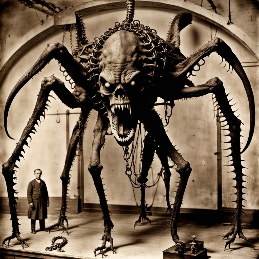 Lovecraftian Undead Monstrosity in Sepia Photograph