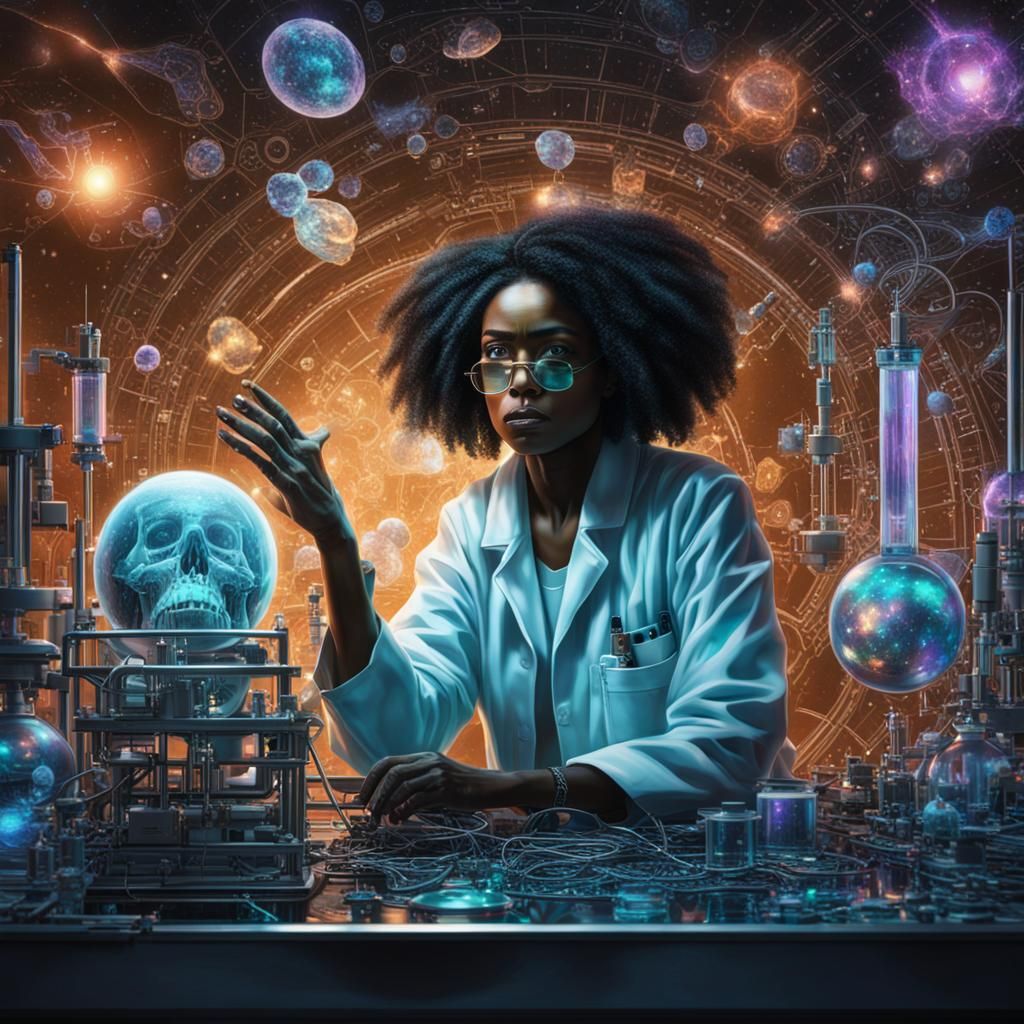 Mad Scientist Reanimating Body: Holographic Astral Illustrat...