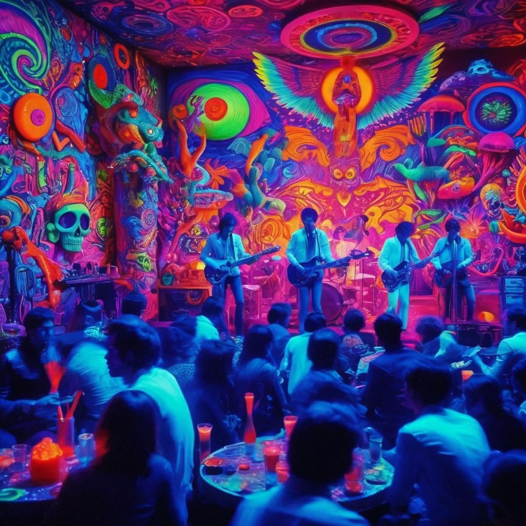 Psychedelic Rock Concert in Surreal 60s Style