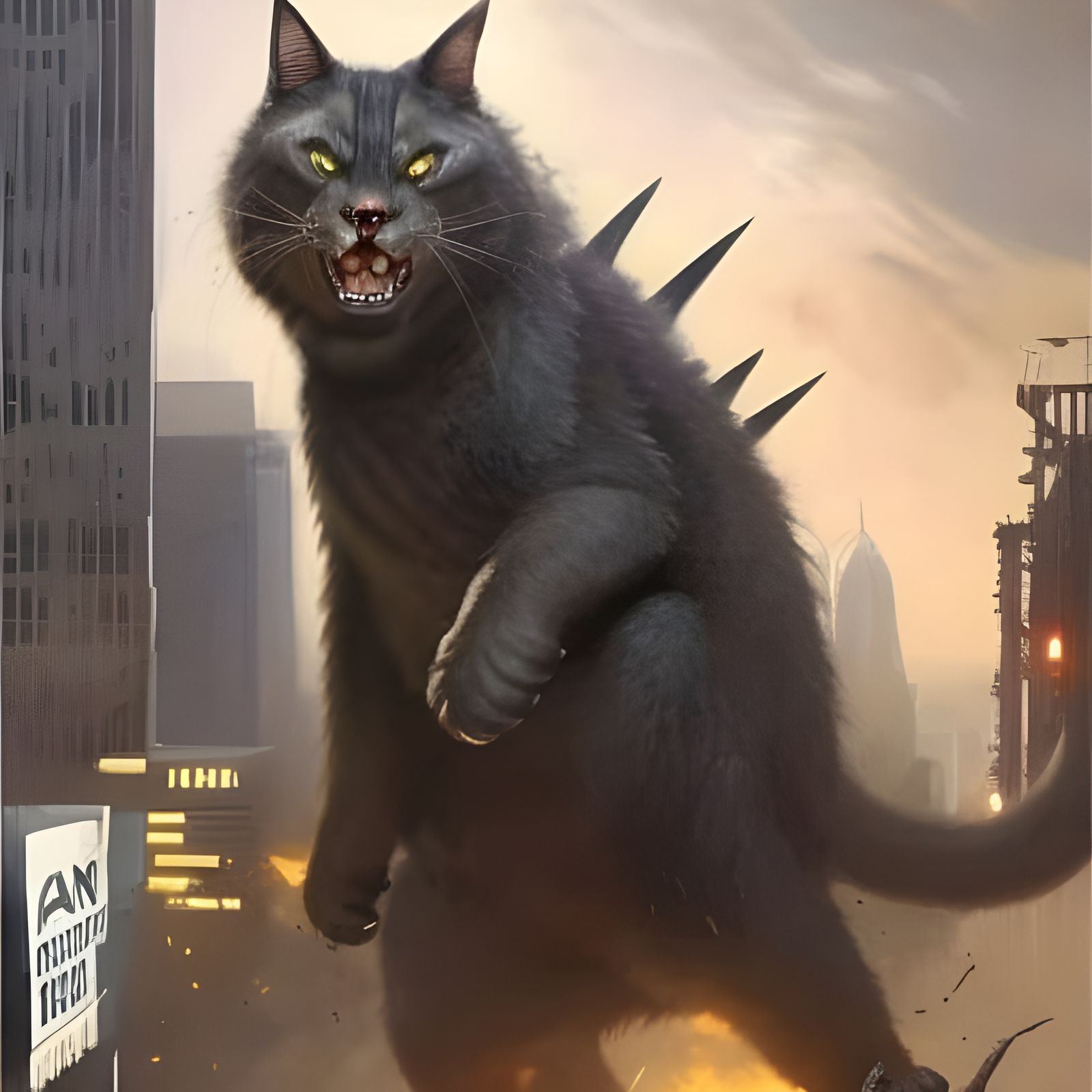 Cat Kaiju Attacks Los Angeles in Splash Art
