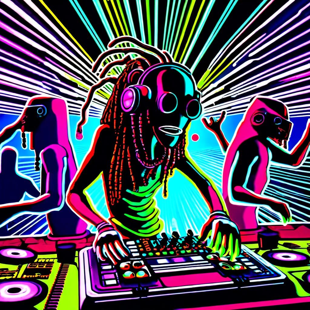 Aliens Unite in a Galactic Rave, Set to Thrilling Electronic...