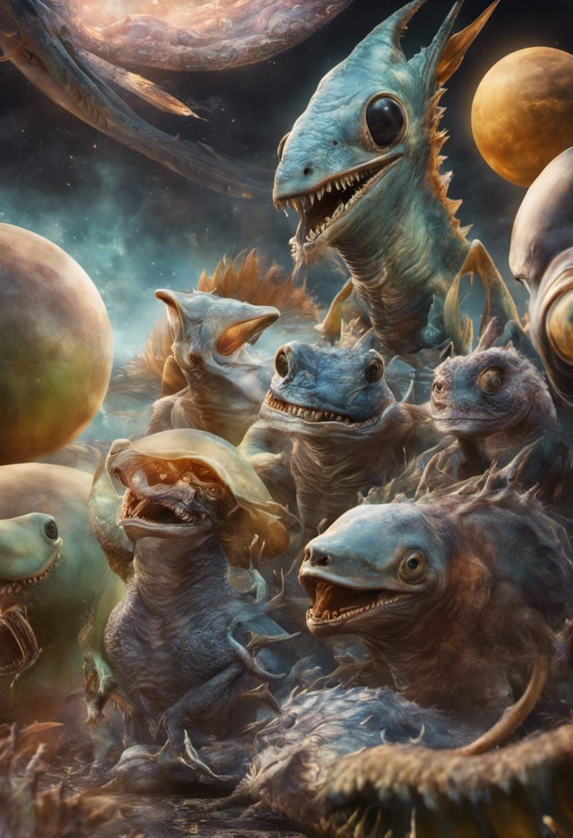 Surreal Cartoon Characters in Photorealistic Matte Painting