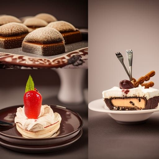 Surreal Desserts on Table, Professional Photography