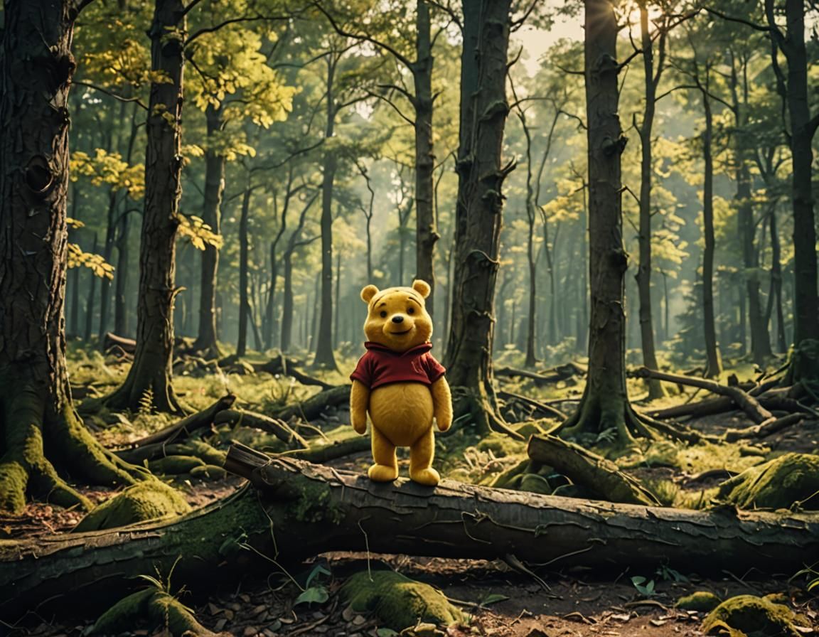 Winnie the Pooh in Cinematic Woodland Scene