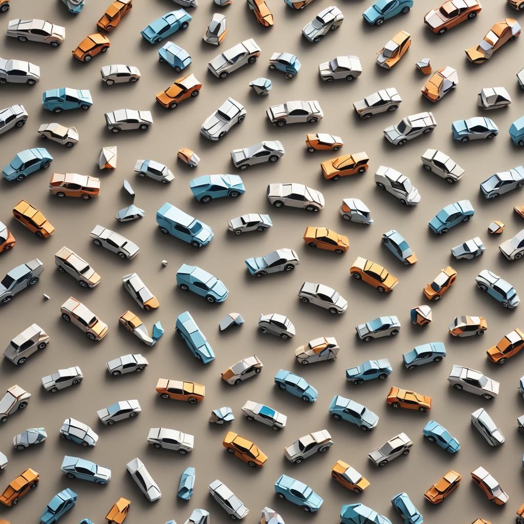 Futuristic Cars in Origami Papercraft Style