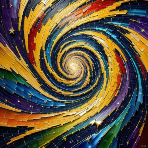 Vibrant Starry Night in Neo-Impressionist Style