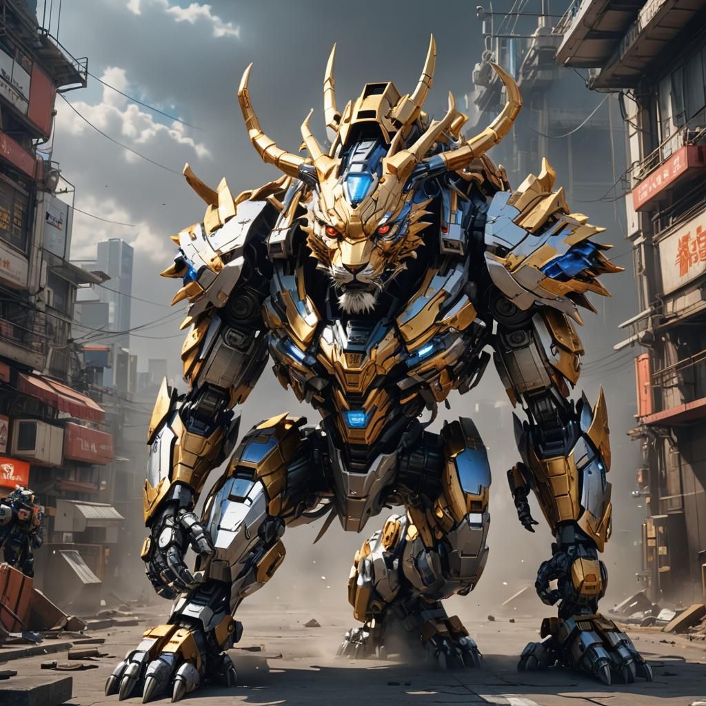Mech Elemental Liger in 3D Anime Style
